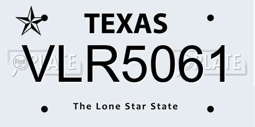 VLR5061 Texas License Plate