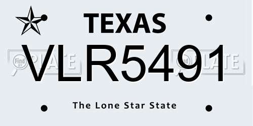 VLR5491 Texas License Plate