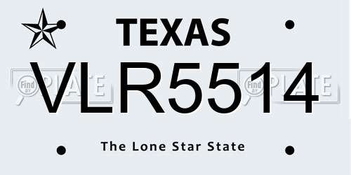 VLR5514 Texas License Plate