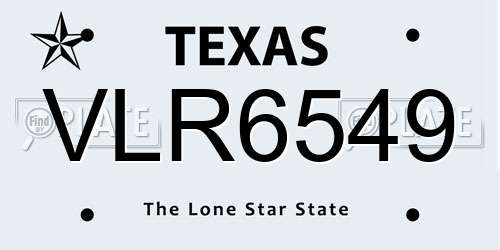 VLR6549 Texas License Plate