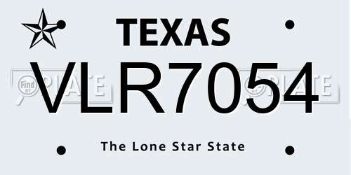 VLR7054 Texas License Plate