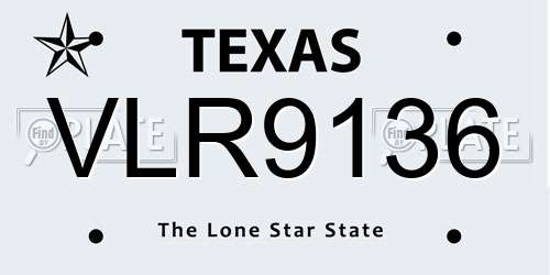 VLR9136 Texas License Plate