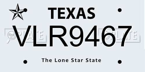 VLR9467 Texas License Plate