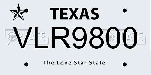 VLR9800 Texas License Plate