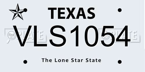 VLS1054 Texas License Plate