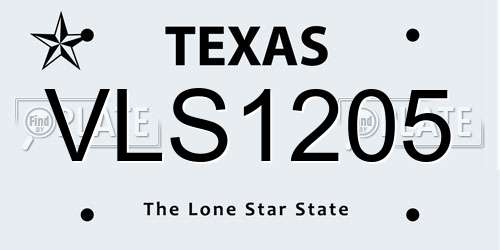VLS1205 Texas License Plate