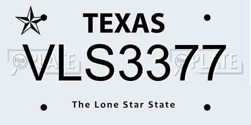 VLS3377 Texas License Plate