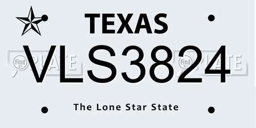 VLS3824 Texas License Plate