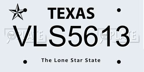 VLS5613 Texas License Plate