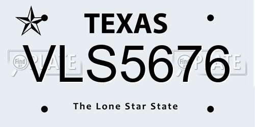 VLS5676 Texas License Plate