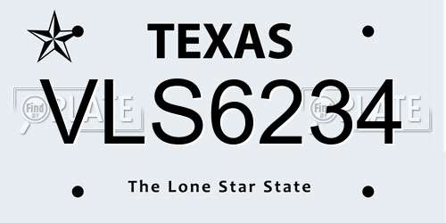 VLS6234 Texas License Plate