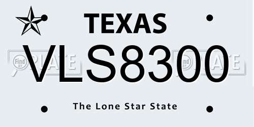 VLS8300 Texas License Plate