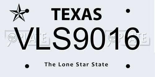 VLS9016 Texas License Plate