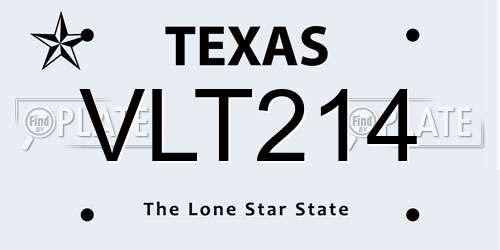 VLT214 Texas License Plate