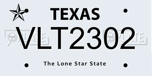 VLT2302 Texas License Plate