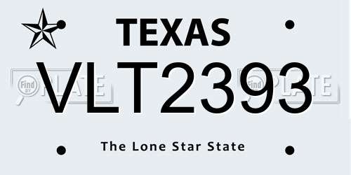 VLT2393 Texas License Plate