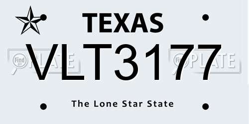 VLT3177 Texas License Plate