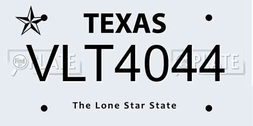 VLT4044 Texas License Plate