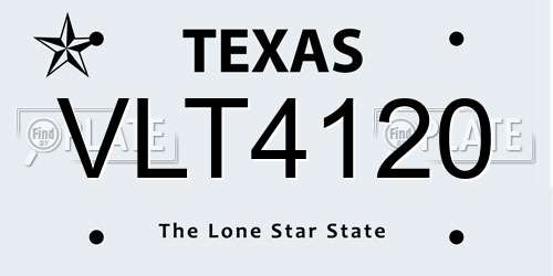 VLT4120 Texas License Plate