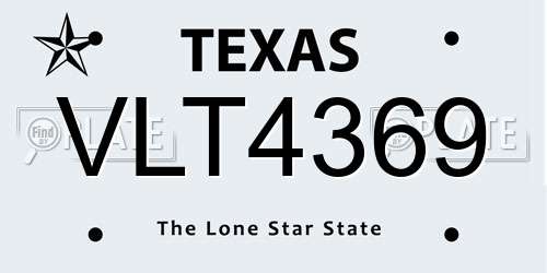 VLT4369 Texas License Plate