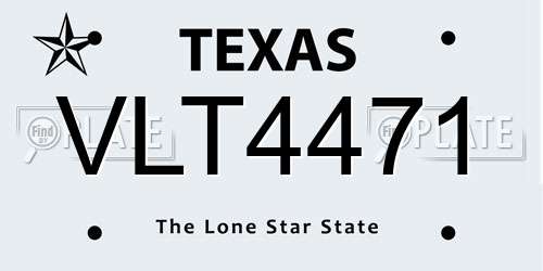 VLT4471 Texas License Plate