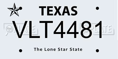 VLT4481 Texas License Plate