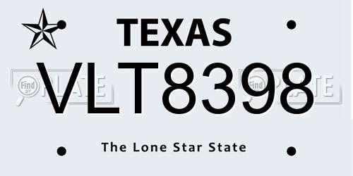 VLT8398 Texas License Plate