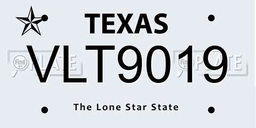 VLT9019 Texas License Plate