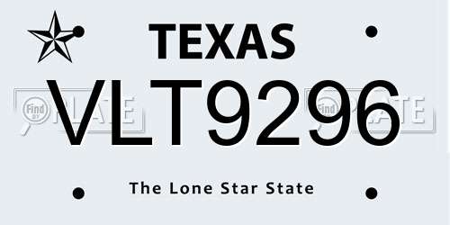 VLT9296 Texas License Plate