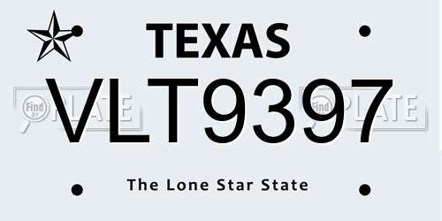VLT9397 Texas License Plate