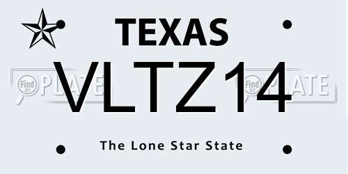 VLTZ14 Texas License Plate