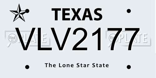 VLV2177 Texas License Plate