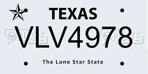 VLV4978 Texas License Plate