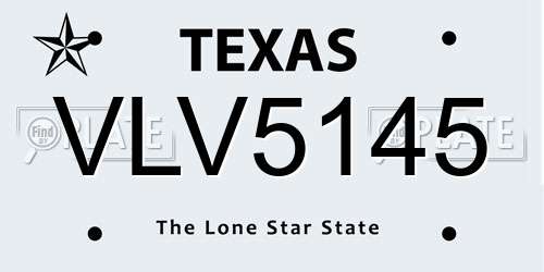 VLV5145 Texas License Plate