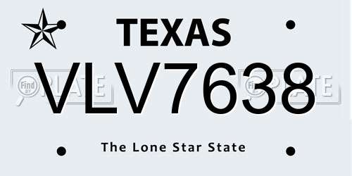 VLV7638 Texas License Plate