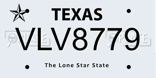 VLV8779 Texas License Plate