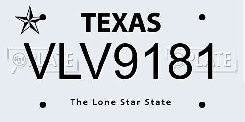 VLV9181 Texas License Plate