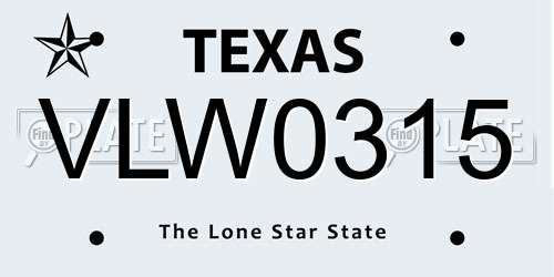 VLW0315 Texas License Plate