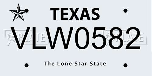 VLW0582 Texas License Plate