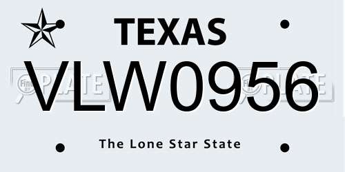 VLW0956 Texas License Plate