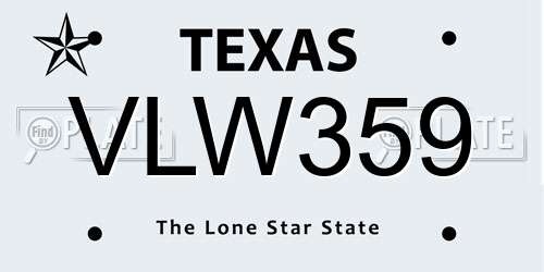 VLW359 Texas License Plate