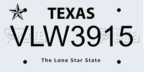 VLW3915 Texas License Plate