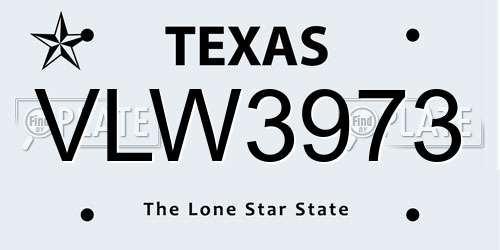 VLW3973 Texas License Plate