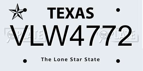 VLW4772 Texas License Plate