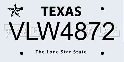 VLW4872 Texas License Plate