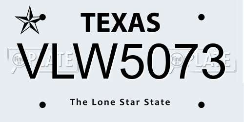 VLW5073 Texas License Plate