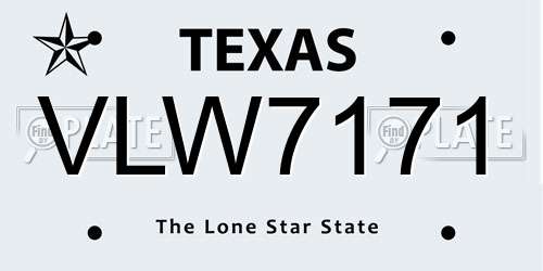 VLW7171 Texas License Plate