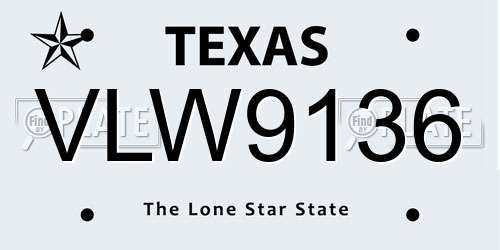 VLW9136 Texas License Plate