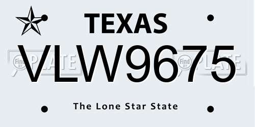 VLW9675 Texas License Plate