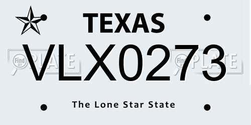 VLX0273 Texas License Plate